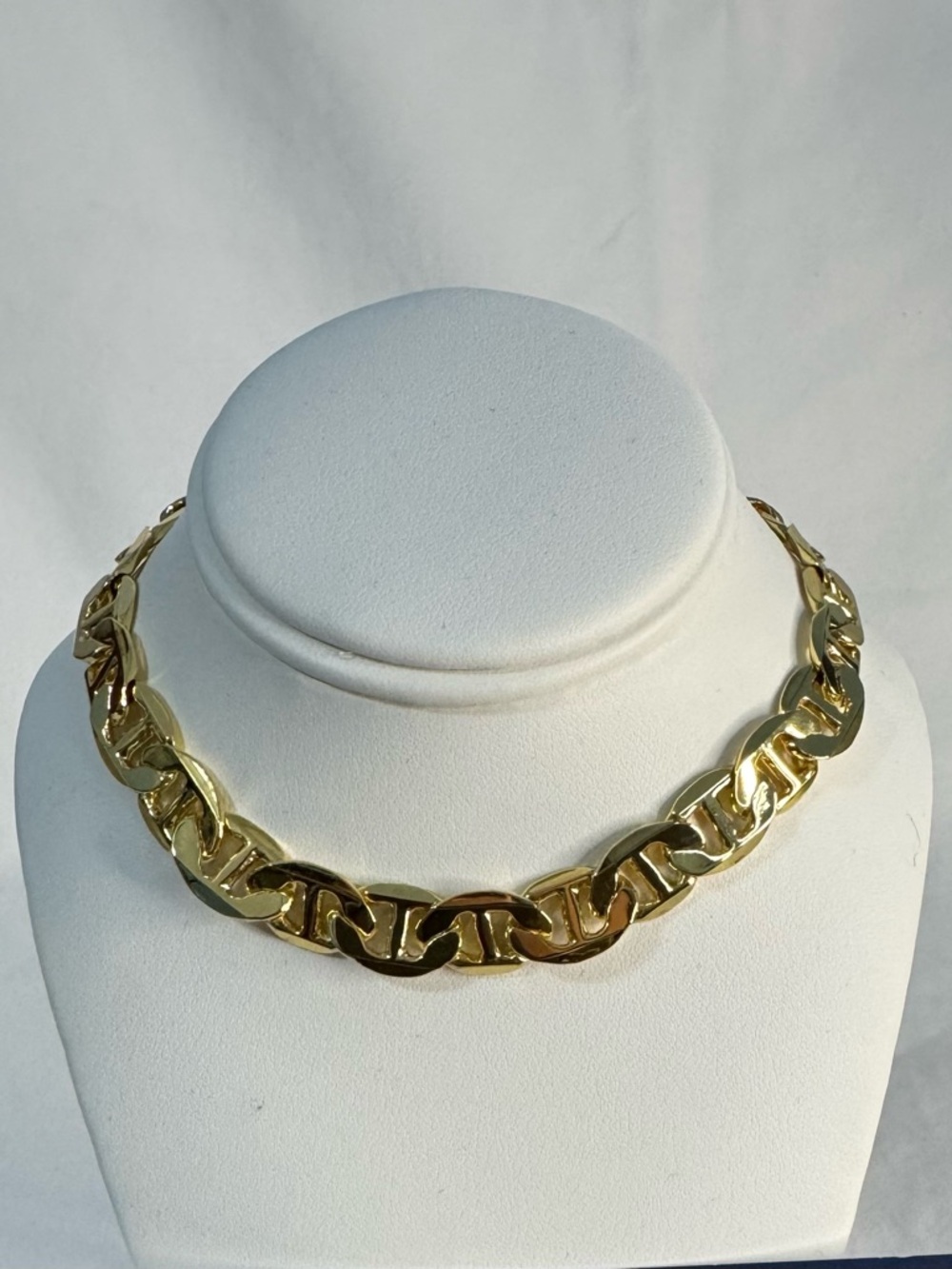 14KGP Designer Link Chain Necklace Statement Gold Tone 23” San Tropez Collezioni - Picture 8 of 8